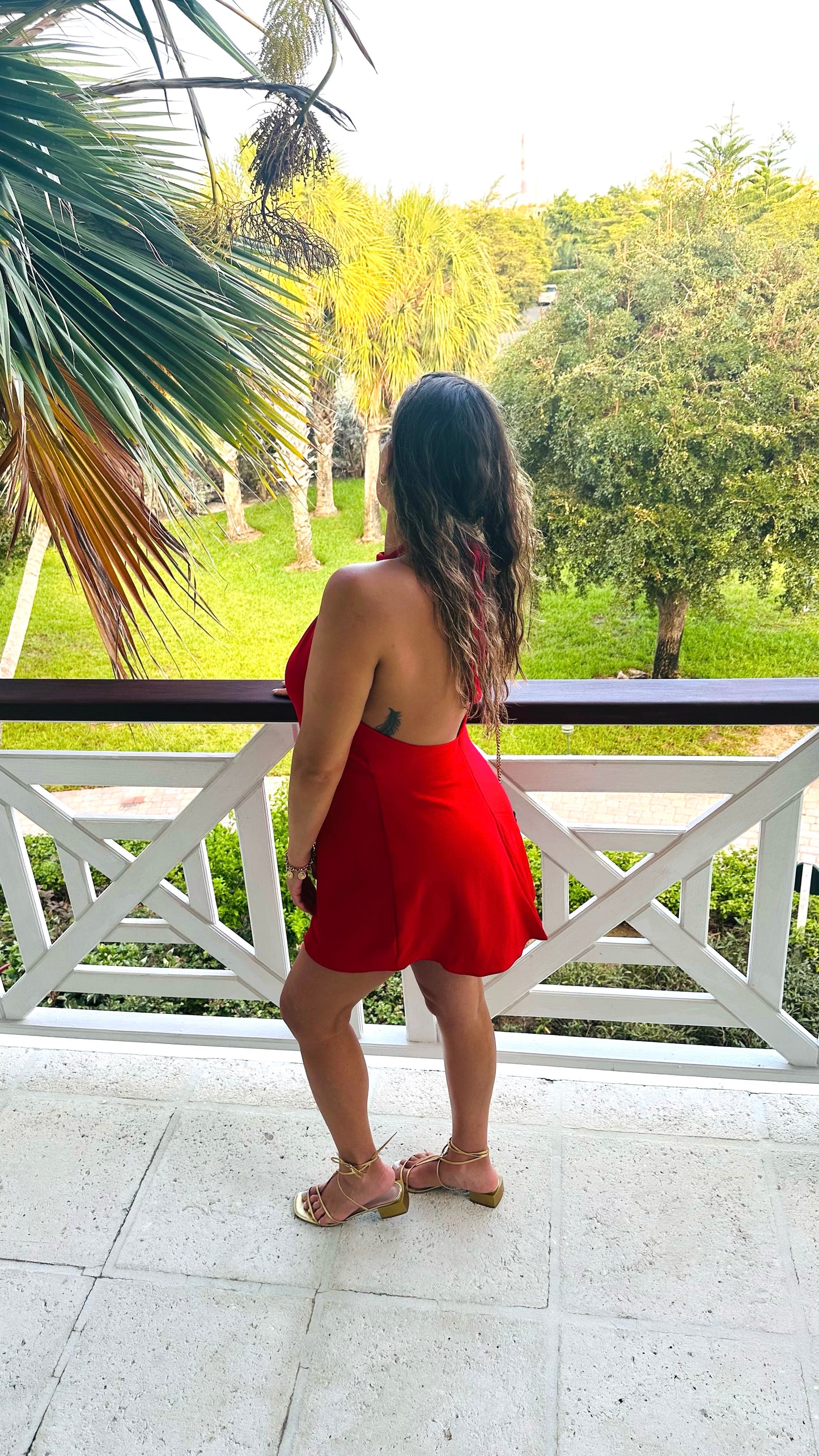 Verano Dress Flowy Open Back - Red