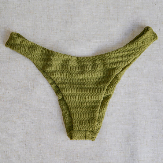 Brazilian Bikini Bottom - Olive Green Textured Ultra-stretch Fabric