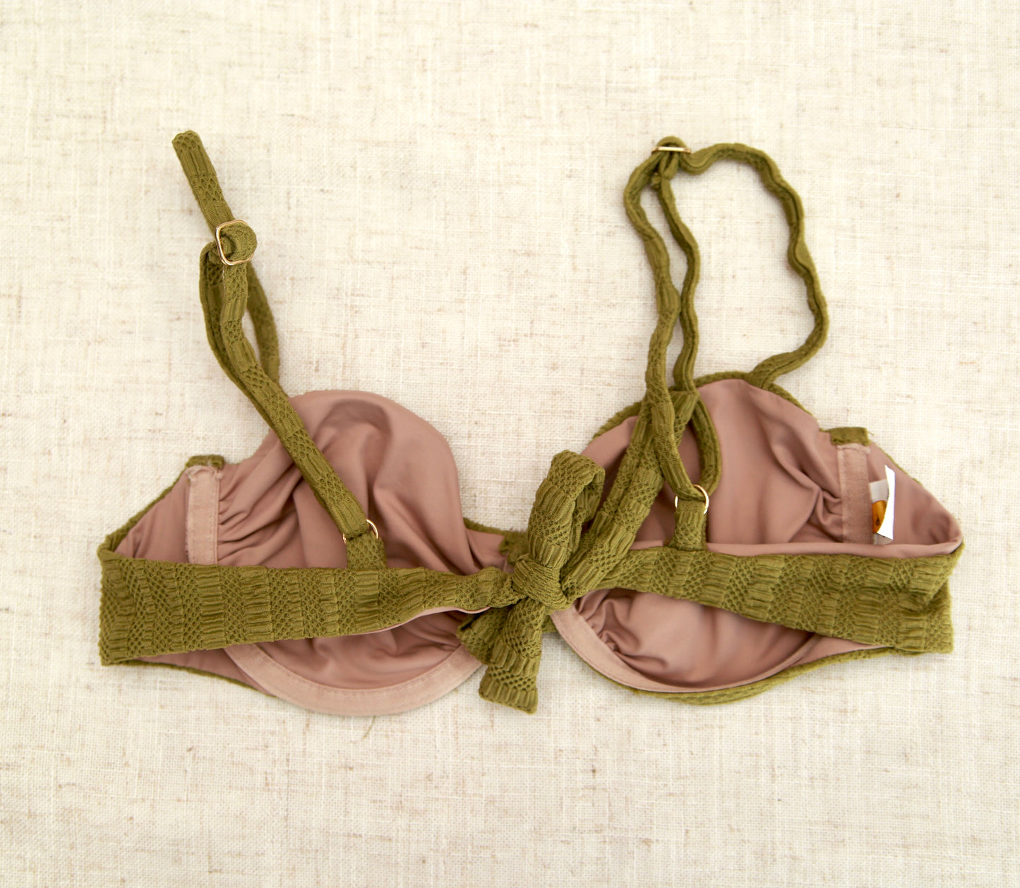 Floating Demi Wire  Bikini Top - Textured Olive Green