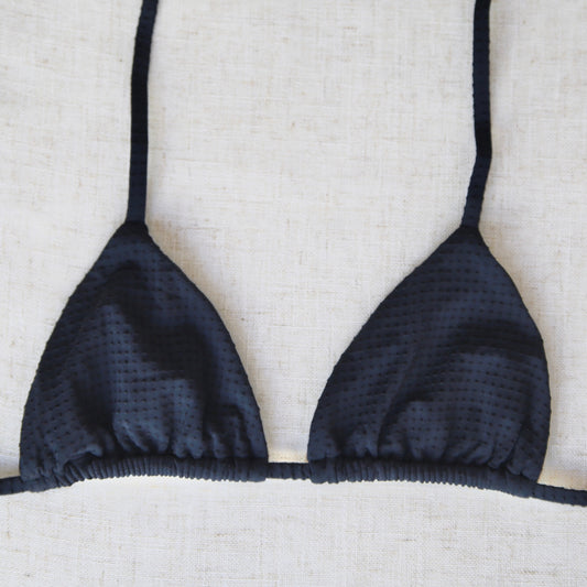 Triangle Bikini Top  - Black Dots Texture